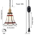 thumbnail image 3 of FSLiving Hanging Swag Pendant Light with 15ft Plug-in UL Dimmable Cord Brass Finished E26 Socket Tiffany White Cone Glass Lamp Nordic Industrial Hanging Lamp for Corner Lighting - 1 Light, 3 of 8