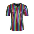 thumbnail image 5 of Lars Amadeus Men's Metallic Shiny Nightclub Short Sleeve Party Disco T-Shirt, 5 of 6
