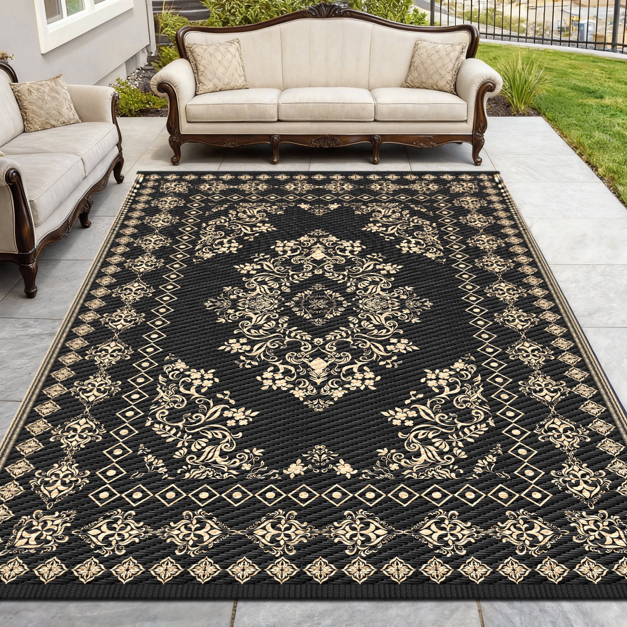 Gertmenian Tropea Tiaret Modern Geometric Navy Outdoor UV