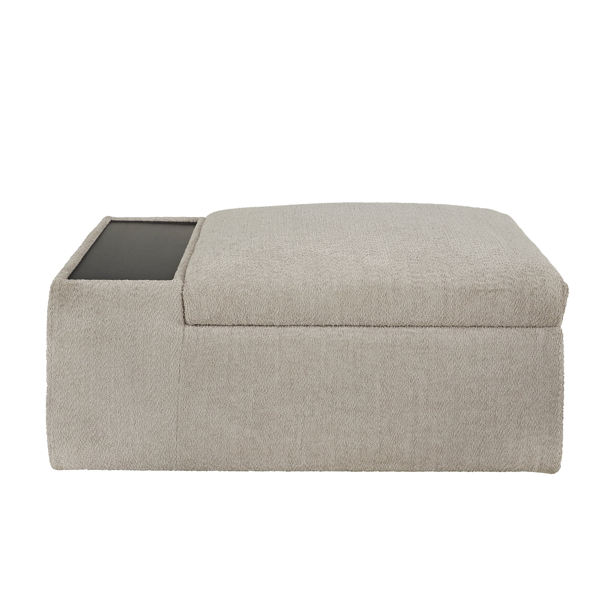 Weston Home Laguna Boucle Fabric Ottoman with Table and Casters, Gray