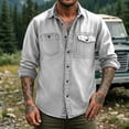 thumbnail image 4 of Guluxicc Shirts for Men Button Down Long Sleeve Shirts with Multi Pockets Hiking Summer Casual Outfit, 4 of 7