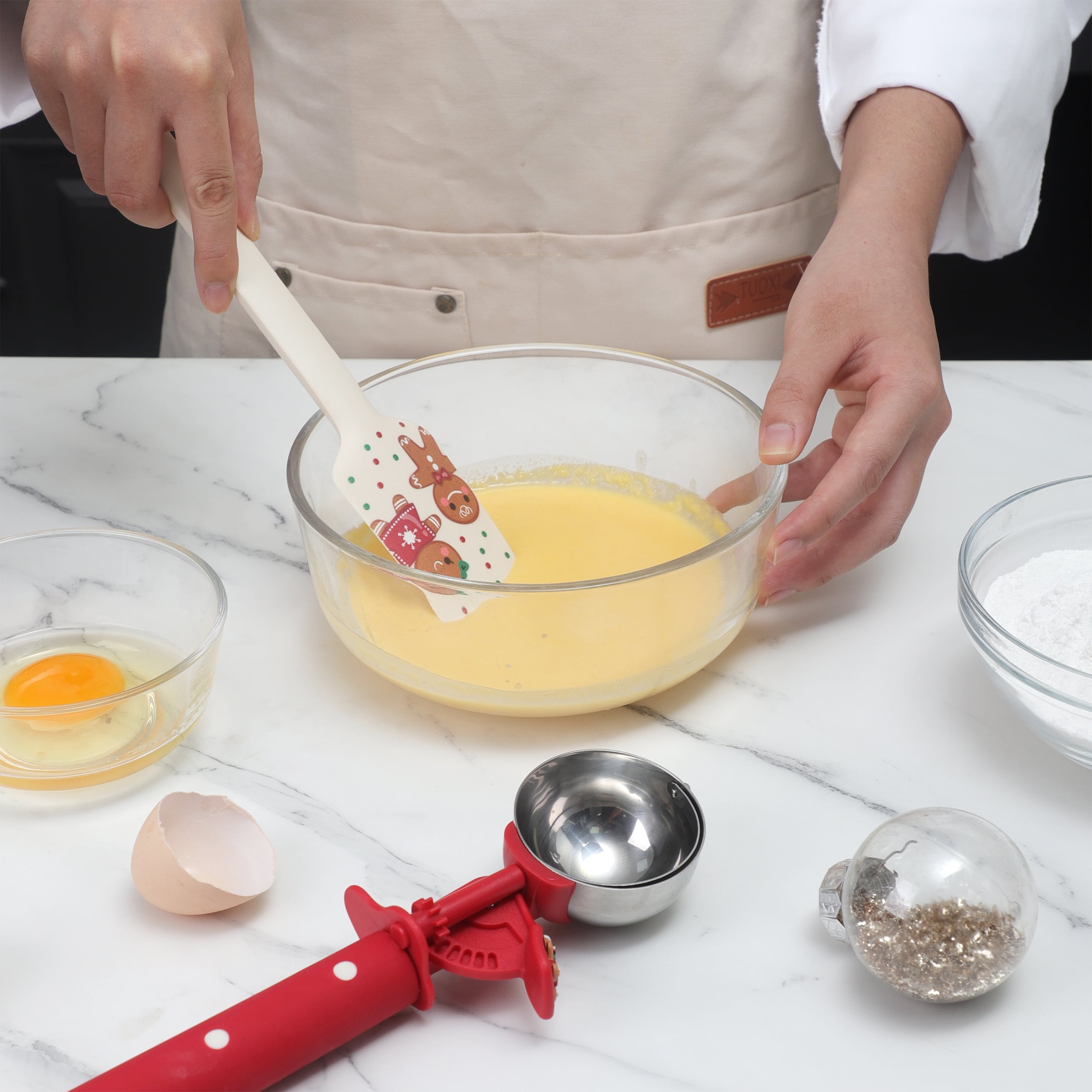 Cook With Color 10-Inch Silicone Spatula & Stainless Steel Cookie Scoop