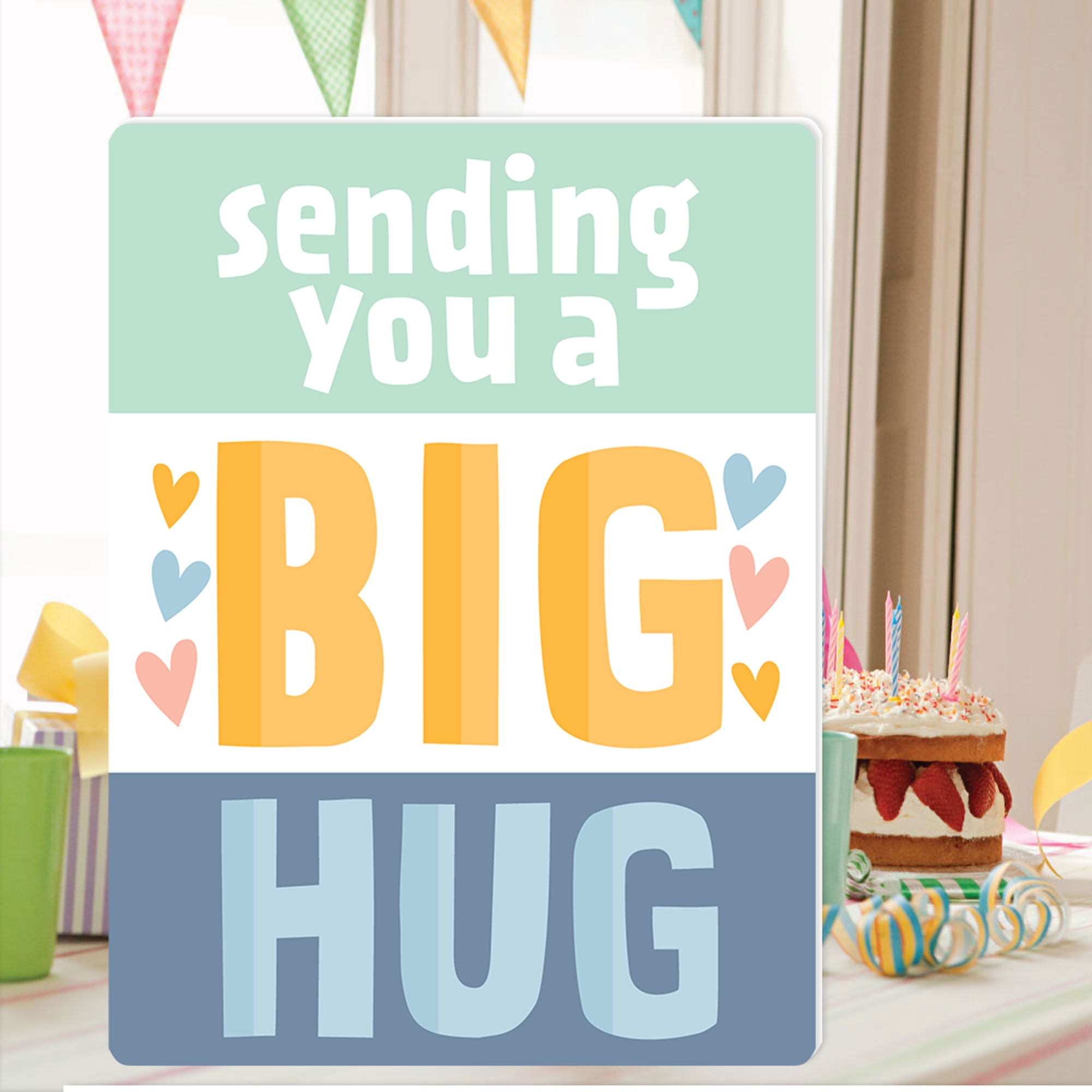 Big Dot of Happiness Sending You a Big Hug - Encouragement Thinking of you Giant Greeting Card - Big Shaped Jumborific Card - 16.5 x 22 inches