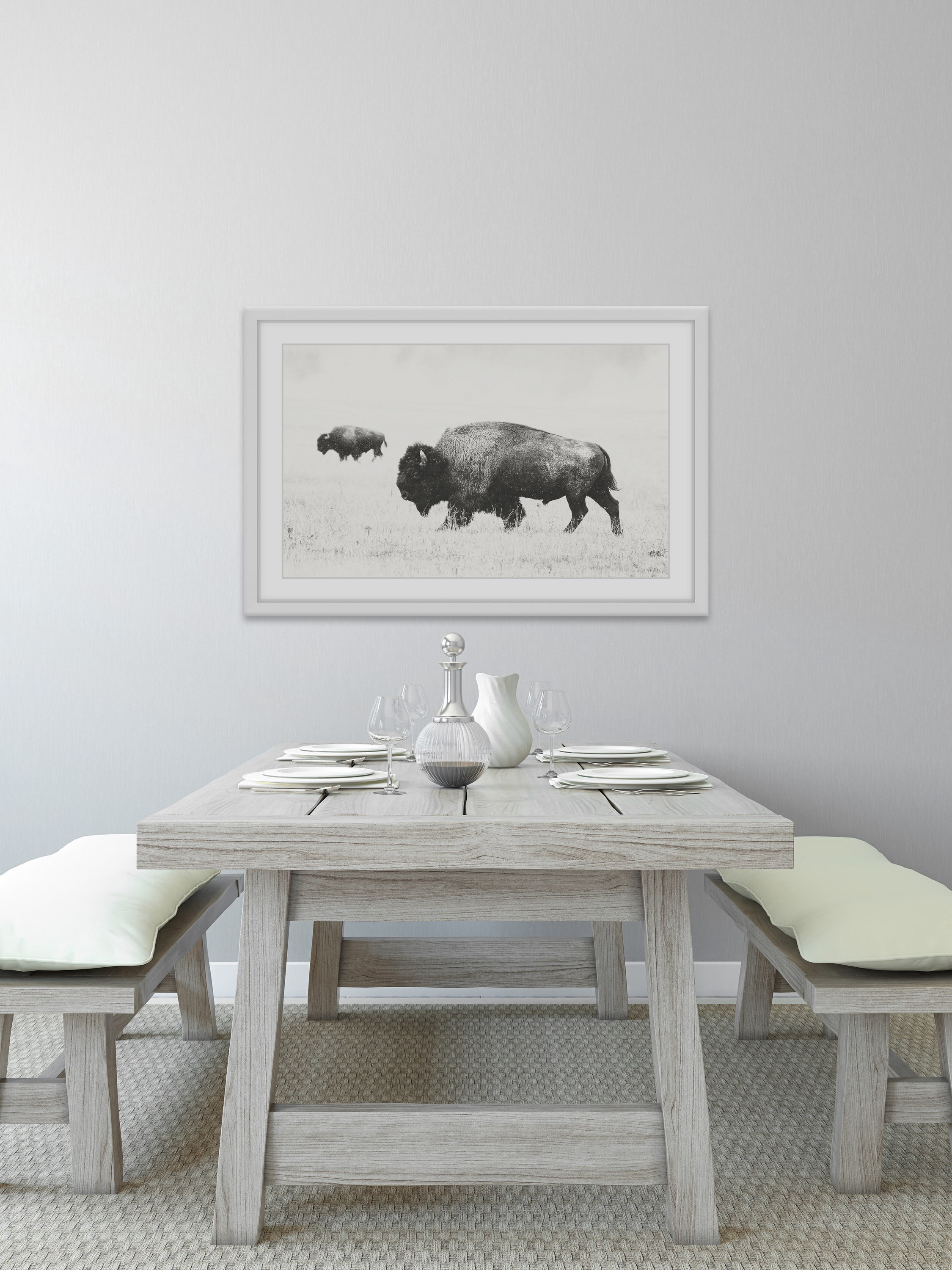 Marmont Hill Buffalo Pair Framed Wall Art, 20" x 30"