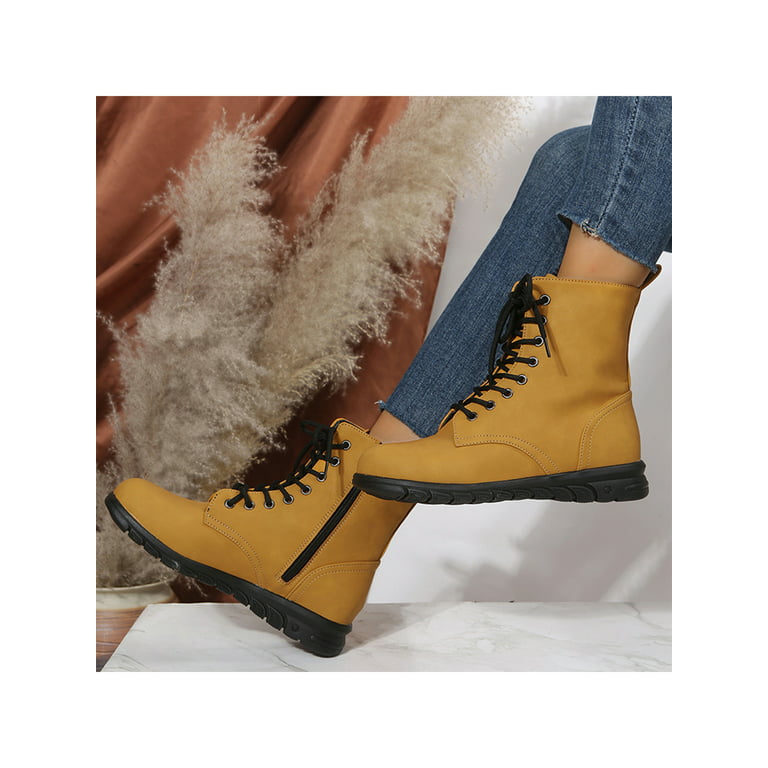 Womens Casual Round Toe Lace Up Creeper Ankle Boots Youth Crocodile Pattern  Boot