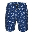 thumbnail image 4 of Kdxio Nautical Anchors Pattern Mens Casual Shorts - Drawstring Summer Beach Sports Shorts for Men, 4 of 9