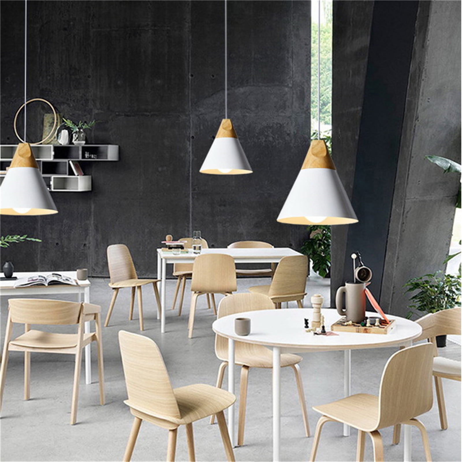 JLOWCO Plug in Pendant Light Modern Hanging Lights with Plug in Cord Bedroom Farmhouse Light Fixtures Kitchen Rustic Pendant Lights Kitchen Island White (LED Bulb Include)
