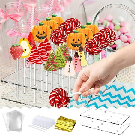 

2 PCS Cake Pop Holder Display Stand for 12 Candy Pops Clear Acrylic Dessert Rack