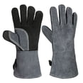 thumbnail image 1 of Guantes ignífugos de piel de vaca resistentes a altas temperaturas de 500 grados para barbacoa, guantes aislantes para horno microondas, guantes para barbacoa al aire libre, 1 of 1