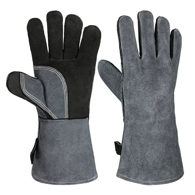 Guantes ignífugos de piel de vaca resistentes a altas temperaturas de 500 grados para barbacoa, guantes aislantes para horno microondas, guantes para barbacoa al aire libre