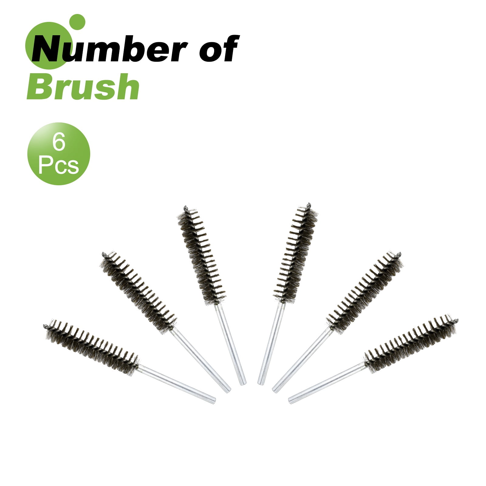 6pcs Pipe Cleaners Brush Set 0.98 Inch Stainless Steel Bristles Cleaning Brush with Ergonomic Handle for Bottles Straws Pipes Keyboards Tubes, Silver