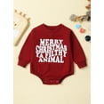 thumbnail image 3 of My First Christmas Baby Boy Girl Outfit Long Sleeve Letter Sweatshirt Romper Santa Bubble Bodysuit Fall Winter Clothes, 3 of 8