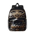thumbnail image 1 of Lukts Gold Pattern Black Skull Pattern 15 Inch Student Backpack, Waterproof Laptop Backpack with Adjustable Shoulder Straps, Lightweight Travel, Campus Backpack, Unisex, 1 of 6