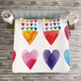 thumbnail image 3 of Ambesonne Valentine Quilted Bedspread Set 3 Pcs, Rainbow Colors Hearts, King Size, Multicolor, 3 of 3