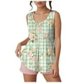 thumbnail image 6 of vigerkar Women's Summer Tank Tops Pleated Crew Neck Floral Solid Loose Fit Casual Sleeveless Flowy Boho Tunic Shirts (Light Green, XXL), 6 of 6