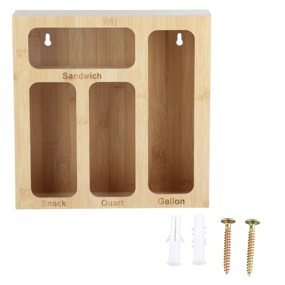 Ziplock kitchen bamboo storage box bag storage rack color: wood grain color packaging: 30.5x30.5x7.6cm 1500g Material: bamboo