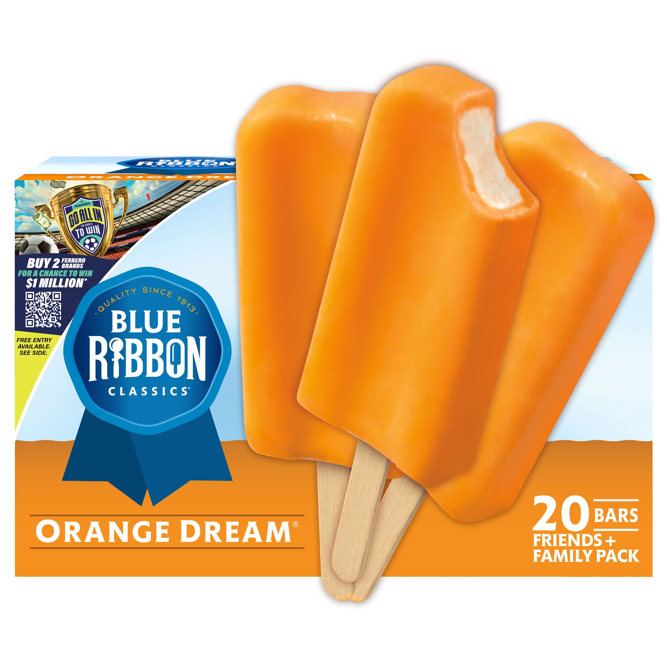 Blue Ribbon Classics Orange Dream Frozen Dessert Treat Bar, 45 fl oz, 20 Pack