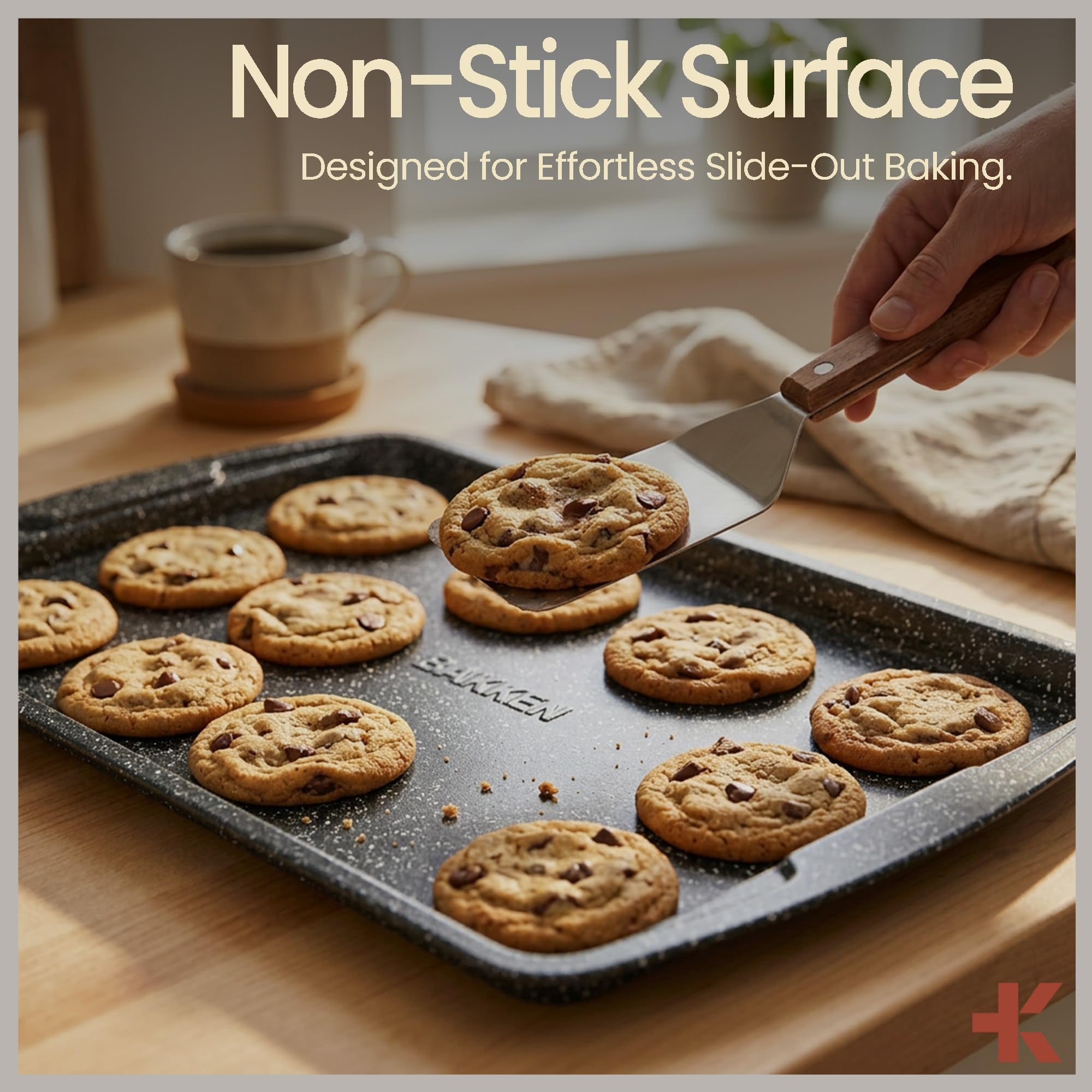 Bakken- Swiss Kitchen Baking Pan Set - Nonstick Gray Marble Coating, Commercial Grade Carbon Steel, Baking Kitchen Essentials, Oven Safe Tray (Up To 450° F), Set of 6