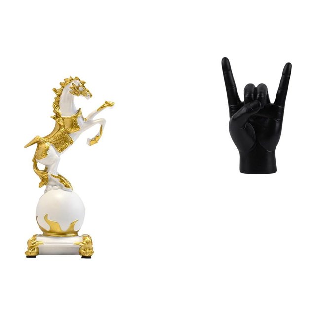 Figura de escritorio,Estantería con estatua de caballo para escritorio,oficina y decoración del hogar.,Figura decorativa de escritorio de resina para decoración del hogar,Estatua del gesto