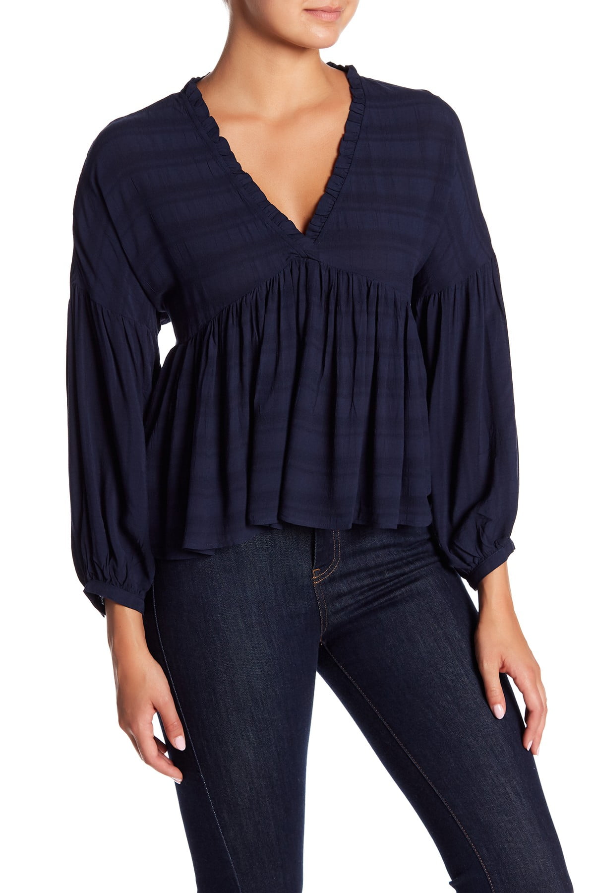 Lucky Brand Navy Womens Romantic Peasant Ruffle Blouse XL Walmart