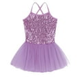 thumbnail image 3 of RUNQHUI Girls Kids Sequined Ballet Dress Tutu Skirts Gymnastic Leotard Sleeveless Dancewear Purple 3XL, 3 of 8