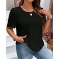 thumbnail image 3 of 2025 Women's Plus Size Tops Short Sleeve Tops for Women Crew Neck Shirts Casual Blouse Loose Tees, 3 of 6