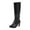 Black, variant on Puntoco Winter Warm Boots Clearanc Women Shoes High Heel Casual Winter Solid Color Pointed Knee High White 9.5(43)