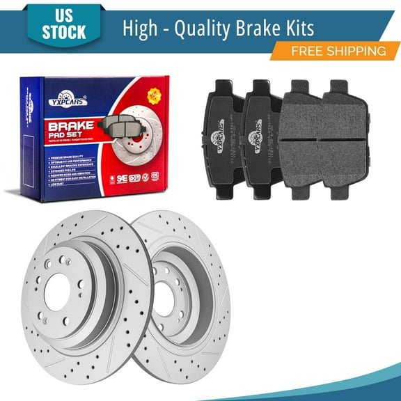 YXPCARS 6PCS Rear Brake Kits, Drilled & Slotted Brake Rotors (120.40074)   Ceramic Brake Pads Kit for 2009-2014 Acura TL (980739L 1103)
