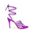 thumbnail image 3 of BLISSFUL STEP Women's Lace Up Strappy Slingback Stiletto High Heel Sandals Purple 9.5, 3 of 8