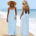 thumbnail image 2 of JGGSPWM Backless Dresses for Women Open Back Striped Sleeveless Sundress Loose Fit Back Tie Summer Beach Lounge Soft Cami Dress Blue L, 2 of 9