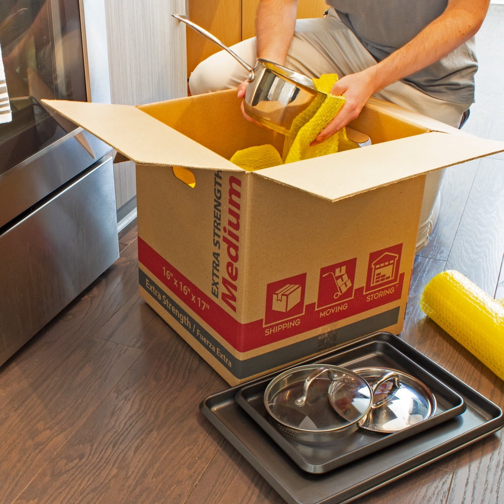 Pen + Gear Medium Extra Strength Recycled Kraft Moving and Storage Box, 16L x 16W x 17H