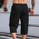thumbnail image 5 of Ceisia Men's Gift Cargo Capri Pants Relaxed Fit Mid-Rise Elastic Waist Lightweight Zipper Side Pockets Drawstring Pants, 5 of 9