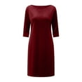 thumbnail image 4 of Karight Women's Velvet Dress Trendy Formal Long Sleeve Loose Casual Swing Mixi Dresses Plus Size for Daily Wear with Pockets, 4 of 9