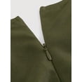 thumbnail image 4 of Army Green Solid Ruched Side Tie Sleeveless A-Line Dress For Women, 4 of 5