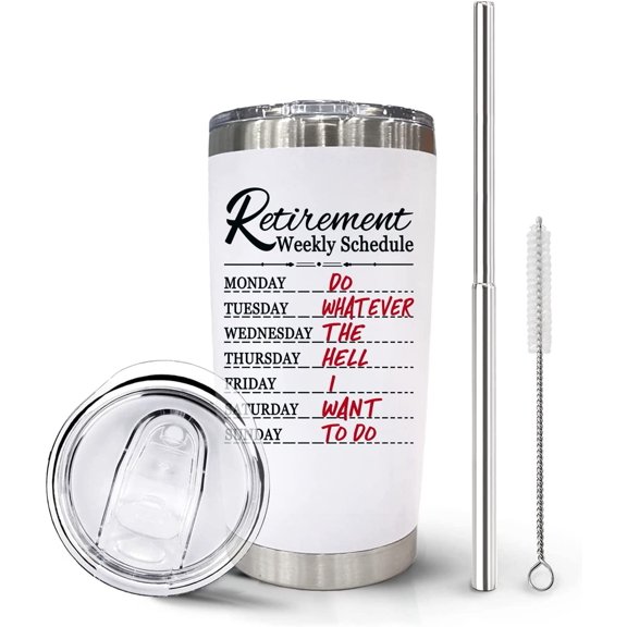 2022 Retirement Gifts for Men and Women, Retirement Tumbler Insulated Tumbler with Lids and Straws Stainless Steel Cup 20oz