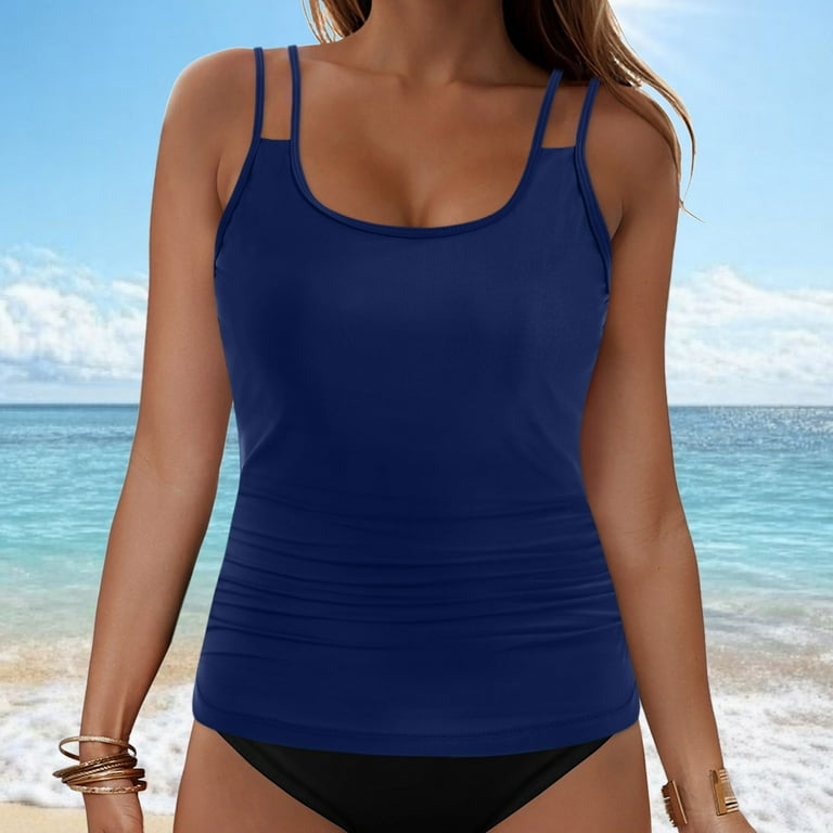 wamacs Women's Underwire Tankini Top Only Ruched Flowy Bathing