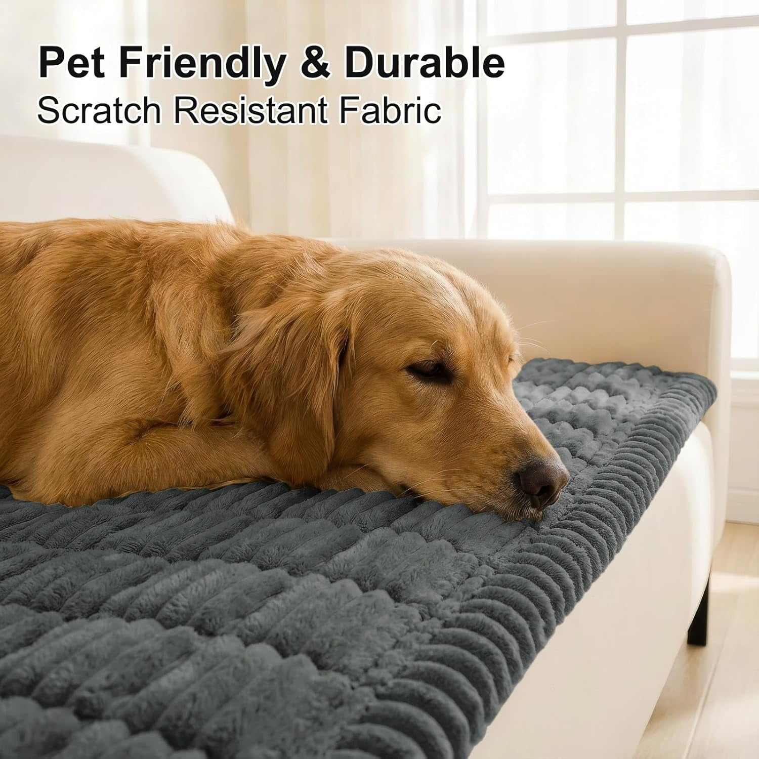 Couch Cover for Dogs, Non Slip Washable Sofa Protector for Pets, Soft Furniture Cover for Pet, Stylish Sofa Covers, Cozy Protect Against Fur, Dirt & Everyday Messes (Dark Grey, 27.6" x 59")