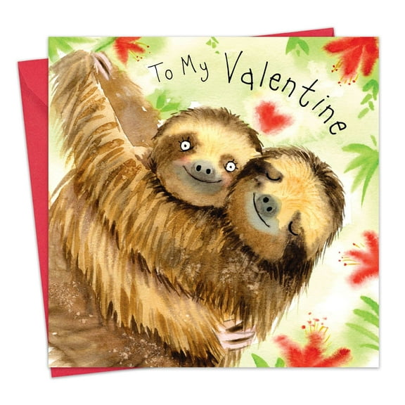 Twizler Valentine's Day Card Sloths - Happy Valentines Day Greeting Card for Her or Him - Girlfriend or Boyfriend Valentine's Card for Wife or Husband