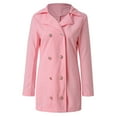 thumbnail image 3 of kakina CMSX Womens Winter Jacket, Plus Size Womens Lady Long Sleeve Button Long Coats Jacket Outwear Pink, M, 3 of 9