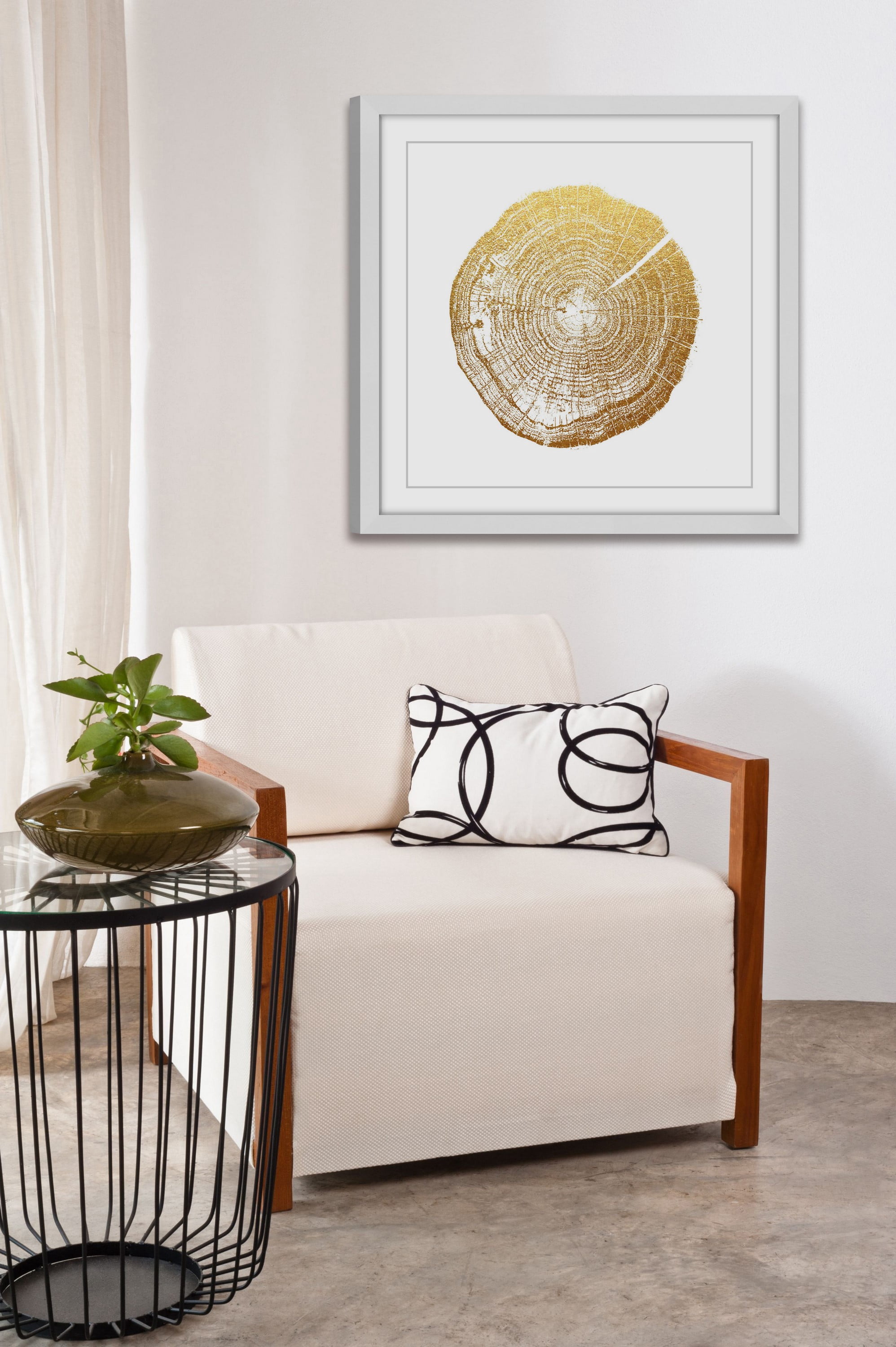 "Log Cutout Gold" Framed Painting Print