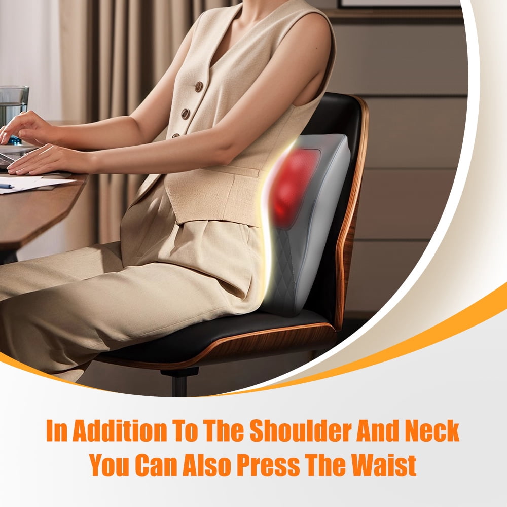 Nuvrek Shiatsu Neck and Shoulder Massager Pillow with 3D Deep Tissue Kneading