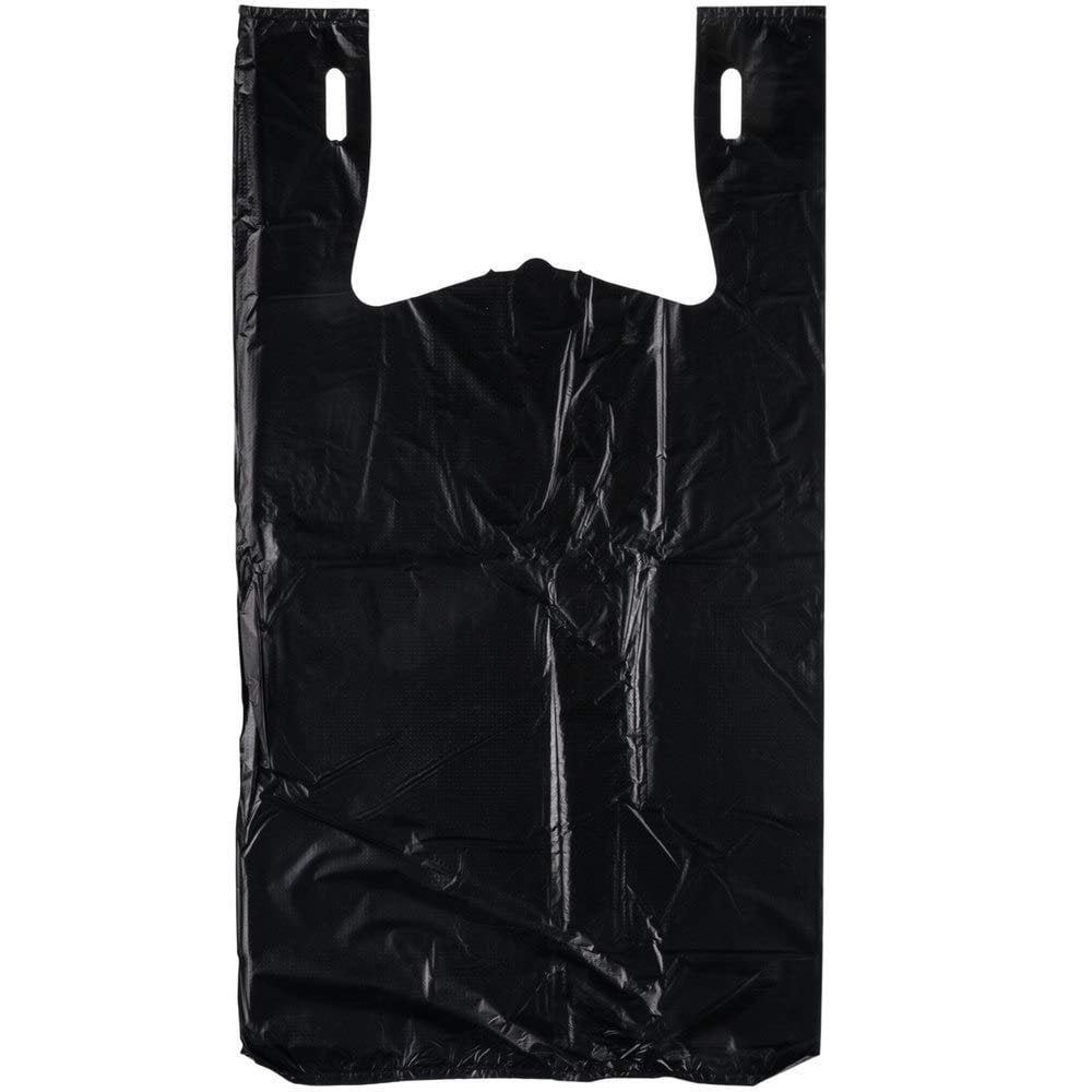 Pack of 500 Black Plastic Bags 12 x 7 x 23. Plain Carry-Out T-Shirt ...