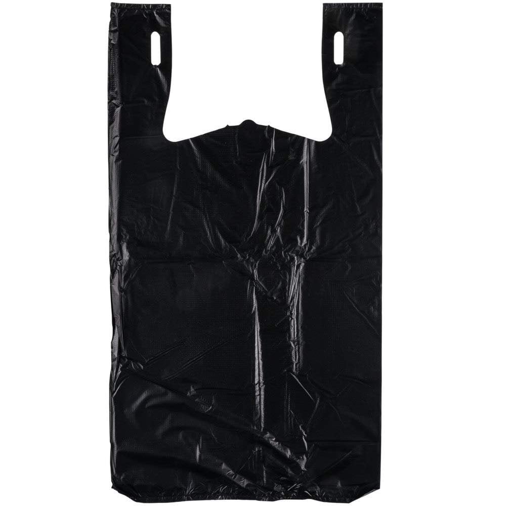 Pack of 500 Black Plastic Bags 12 x 7 x 23. Plain CarryOut TShirt