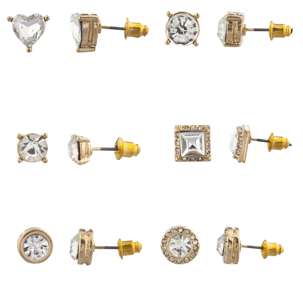 Lux Accessories Gold Tone Assorted Novelty Stone Stud Multi Earring