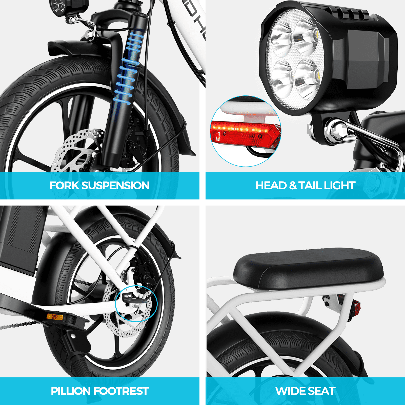 WINDHORSE Foldable Electric Bike for Adults, Peak 630W High Speed Motor 20mph, Dual Suspension, Removable Battery 35Mile Range, 16" E-Bike with Dual Seat UL2849