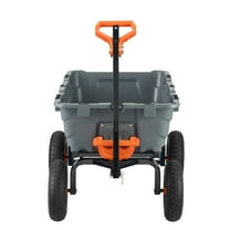 KFFKFF Yard Trolley, Robust Polyethylene Dump Trolley with Easy-to-Assemble Metal Framework, Multi-Use Dump Trailer with Two-Way Handle, 6.48 Cubic Feet Capacity Cart, Supports up to 1200 lbs