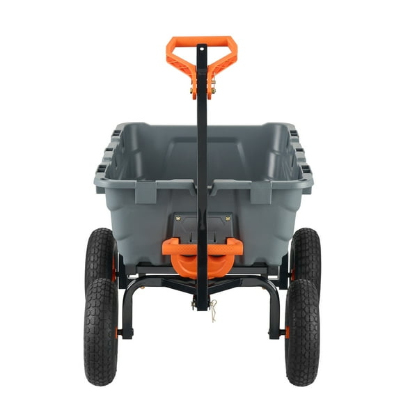 KFFKFF Yard Trolley, Robust Polyethylene Dump Trolley with Easy-to-Assemble Metal Framework, Multi-Use Dump Trailer with Two-Way Handle, 6.48 Cubic Feet Capacity Cart, Supports up to 1200 lbs