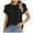 Black, variant on Lovskoo Summer Tops for Women 2024 Round Neck Short Sleeve Casual Solid Color Short T Shirt Pleated Tops Black