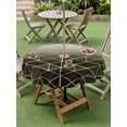 thumbnail image 3 of Outdoor Tablecloth with Umbrella Hole and Zipper, Yellow Geometric Round Table Cloth 60 Inch Waterproof Tablecloth, Modern Abstract Gradient Marble Picnic Table Cover for Patio Camping, 3 of 7