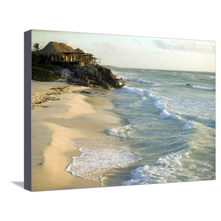 Resort Hut on the Coastline, Overlooking the Beach, Mexico Stretched Canvas Print Wall Art By Roderick